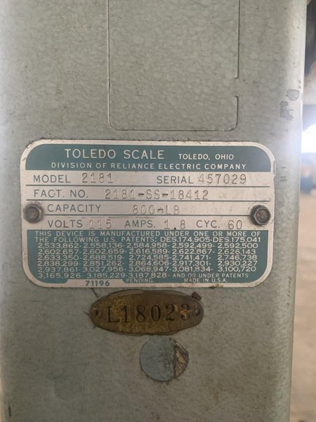 (VINTAGE) TOLEDO 2181 MECHANICAL SCALE. STOCK # 0153024