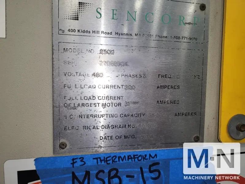 SECORP MODEL 2500 INLINE THERMOFORMER MFG 2004