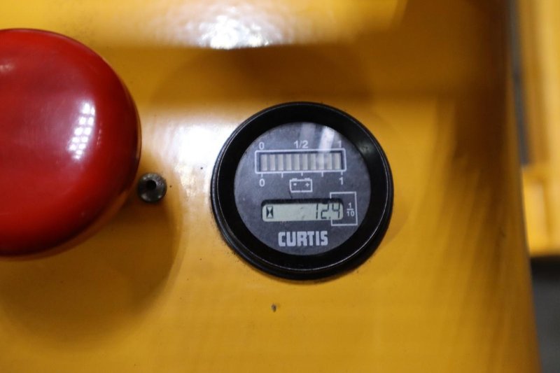 Uline H-5439 Electric Straddle Stacker Lift, 2,200# Cap, 63" Max Height, 50" Between Outriggers, 12 Volt Battery with Charger, 42" Forks- Auction Item