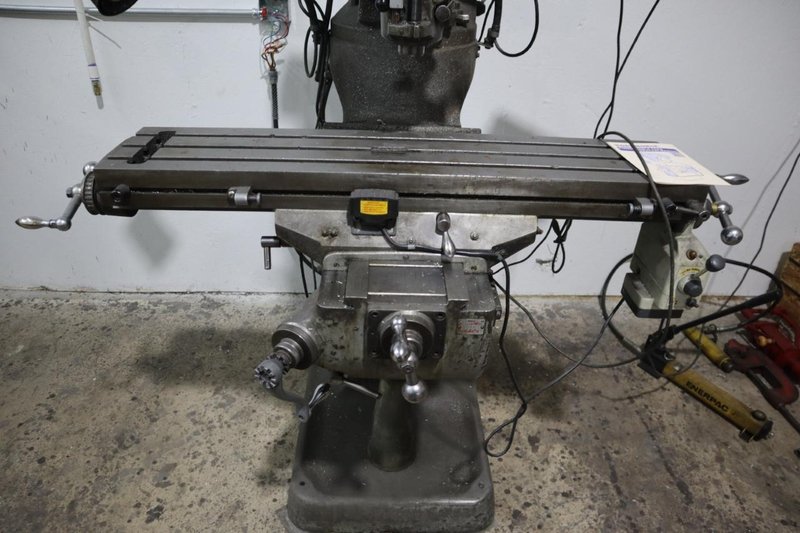 Bridgeport 1J Vertical Milling Machine, Variable Speed Power Table Feed, 2-Axis DRO- Auction Item