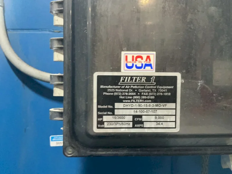 HYDROTON 94” X 35” (X2) /15/3600 HP WET TYPE DUST COLLECTOR AND DOWNDRAFT TBLE  -  DHYD-1-90-15-8-3-MO-VF