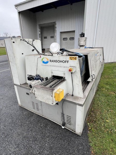 9&quot; X 192&quot; RANSOHOFF LEANVEYOR FOUR STAGE (WASH/RINSE/RINSE/BLOW OFF) WASHER. STOCK # 1113425.