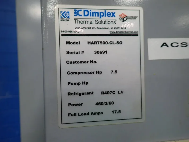 DIMPLEX THERMAL SOLUTIONS CHILLER  -  HAR7500-CL-50