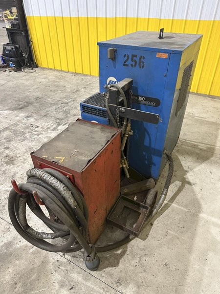MILLER SYNCROWAVE 350 AC/DC WELDER WTIH WATER COOLER AND CART: STOCK 22275