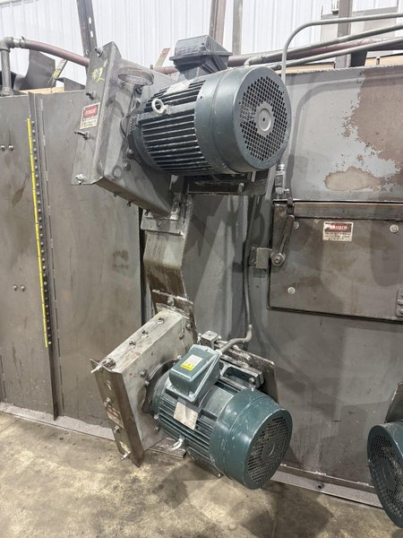 36" x 48" x 8 WHEEL PANGBORN ROTOBLAST PASS THROUGH HANGING CONVEYOR SHOT BLAST MACHINE: YOBRO #24717