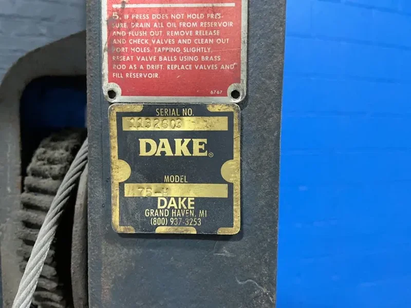 DAKE 75 TONS HYDRAULIC H-FRAME PRESS  -  75-H