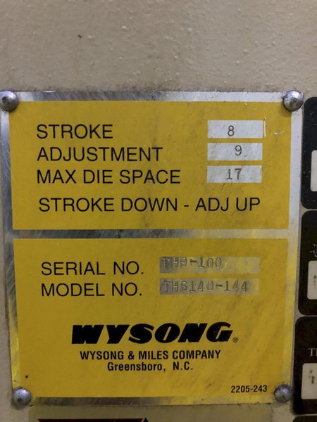 140 TON X 12' WYSONG MODEL #THS140-144 HYDRAULIC PRESS BRAKE: STOCK #18665