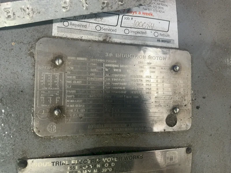 TOSHIBA 200 HP MOTOR  -  02250106-270R01