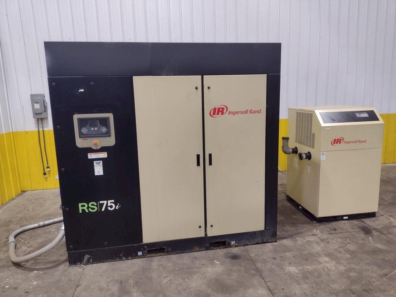 100 HP INGERSOLL-RAND MODEL RS75i-A125 ROTARY SCREW AIR COMPRESSOR W/ AIR DRYER: YOBRO #25976
