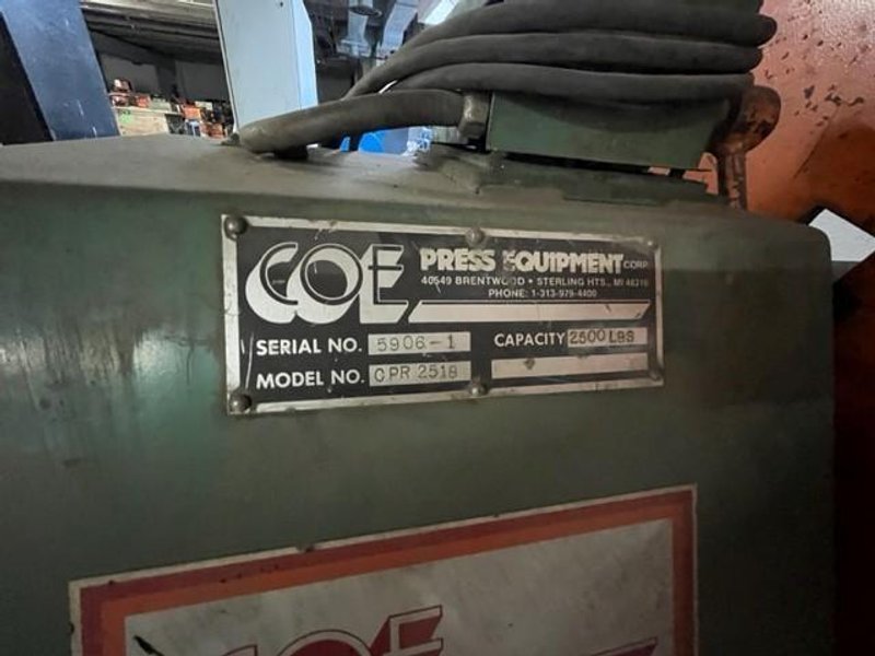 2,500 LBS X 18&quot; COE PRESS EQUIPMENT POWERED COIL REEL / UNCOILER STOCK# 3529