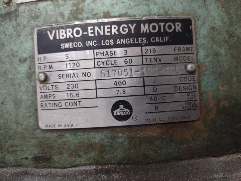 7 CUBIC FOOT X 48&quot; SWECO MODEL #FMD7LR VIBRATORY BOWL PARTS FINISHER: STOCK #23140