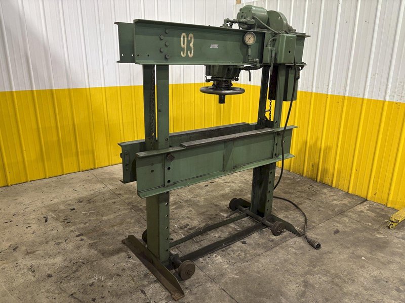 60 TON BRIDGEPORT MANELY H-FRAME HYDRAULIC POWERED SHOP PRESS: STOCK #23116