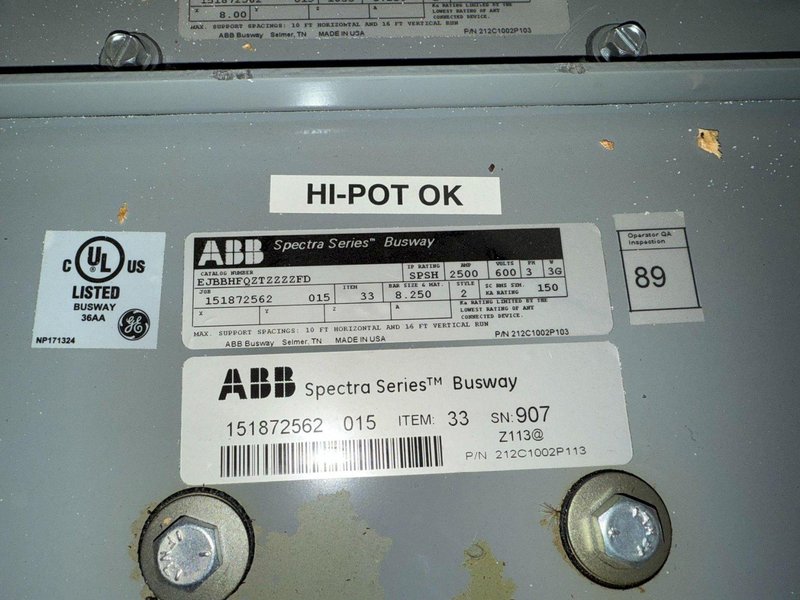 ABB 2500A Spectra Series Copper End Tap Box 600V, 3PH, 3G NEW