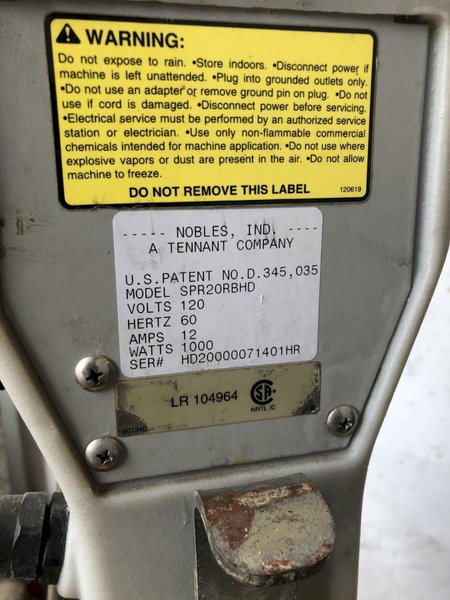 TENNANT MODEL SPR20RBHD FLOOR FINISHER: STOCK #13958