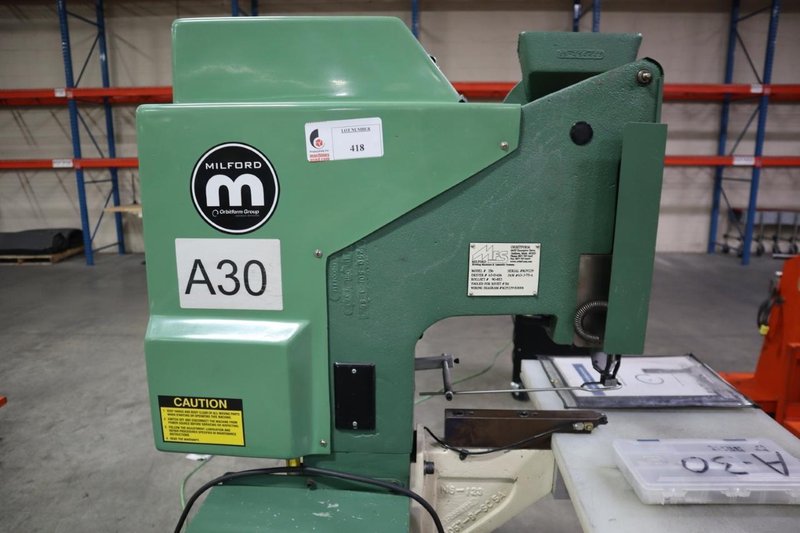 Milford Orbitform #256 Riveter, Feed Bowl, Tooling, Remote Foot Trip- Auction Item