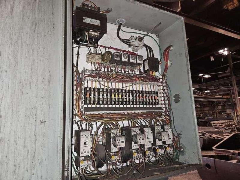 Viking 6&#039; swing table blast cleaning system with Micro Air cartridge dust collector, 2- direct drive shot wheels