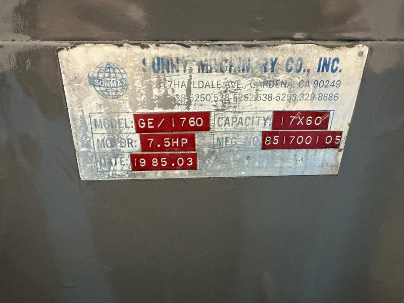 17&quot;X 60&quot; SUNNY MODEL GE1760 GAP BED ENGINE LATHE: STOCK #77717