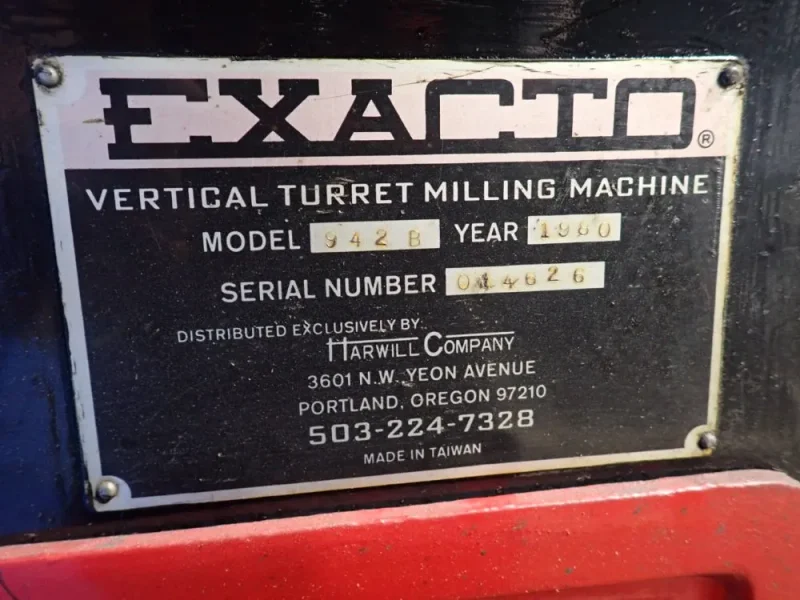 EXACTO 42" X 9" VERTICAL MILL  -  94213