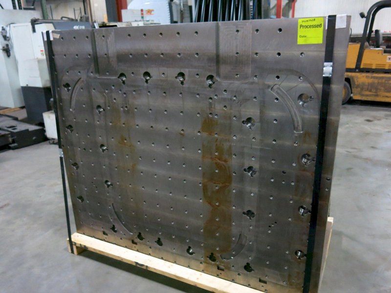 Machined Angle Plate - 5&#039; 10&quot; w x 5&#039; Ht. Face, Base 37&quot; x 70&quot; Wide - Drilled/Tapped - 4&quot; on Center