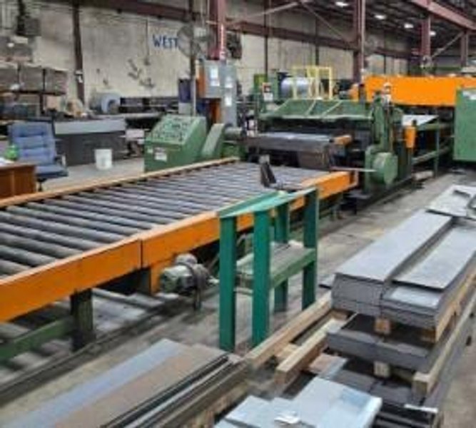 72&quot; X 136&quot;  PROGRESSIVE POWERED ROLLER STACKER CONVEYOR WITH 72&quot; X 156&quot; POWERED ROLLER RUN OUT CONVEYOR STOCK# 3896