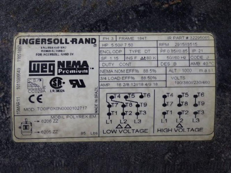 Ingersoll Rand (2) 5.5//7.5 Hp Air Compressor - 2475