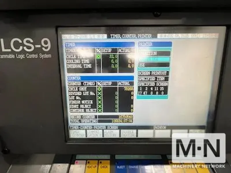 200 TON 13.2 OZ TOYO MODEL TM-200H INJECTION MOLDING MACHINE MFG 2000