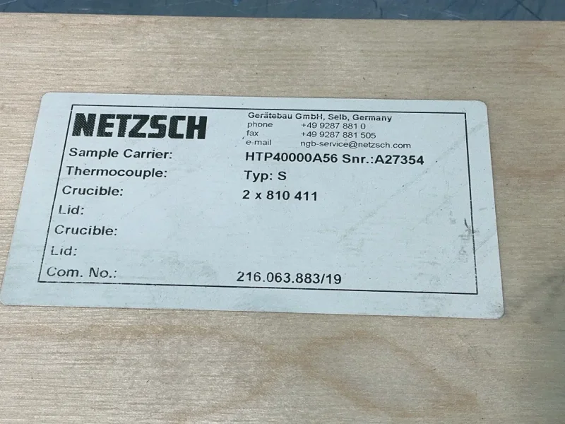 NETZSCH SAMPLE CARRIER TYPE S THERMOCOUPLE  -  HTP40000A56