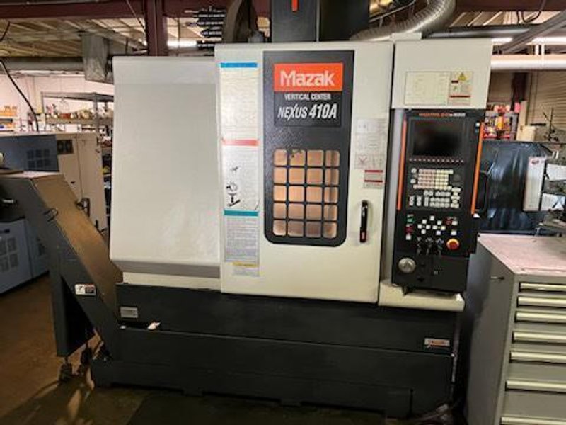 Mazak Nexus 410A VMC, 2006 – 4th Axis Rotary, Through Spindle Coolant, Tooling, Chip Auger, Tool Probe, Low Hours