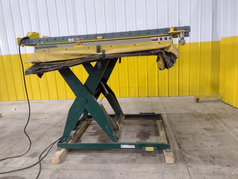 60" X 48" X 3500 LB SOUTHWORTH MODEL #LS4-36 DOUBLE ROLLER TOP LIFT TABLE, 110V SINGLE PHASE: STOCK #20929