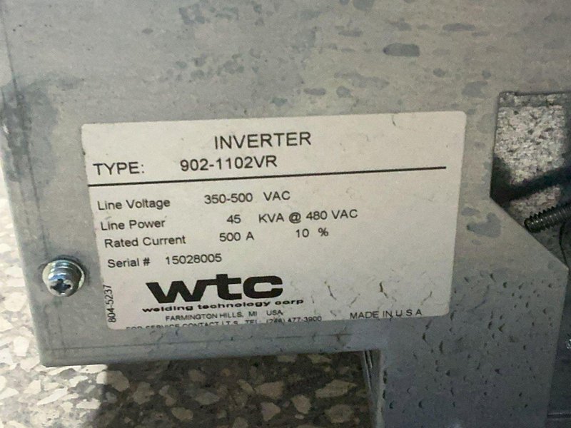 Welding Technology Corp. 45 Kva @ 480 Vac Gen6 Mfdc Inverter - 902-1102vr