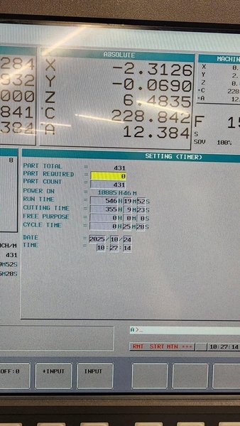 Quaser MF500U.15C 5-Axis VMC, 2018 – Through Spindle Coolant, Chip Conveyor, LOW HOURS