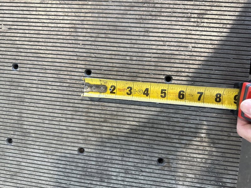 124&quot; X 50&quot; STEEL DRILLED &amp; TAPPED LAYOUT TABLE W/ STAND. STOCK # 0667025.