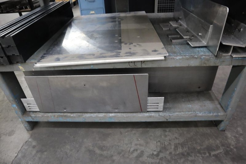 Press Brake Dies and Lower Die Holders Tall and Short for Amada Press Brakes on Welded Steel Shelving- Auction Item