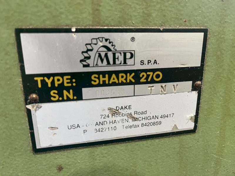 9.84" X 9.84" DAKE MEP SHARK 270 HORIZONTAL 60 DEGREE MITRE SAW: STOCK 12764