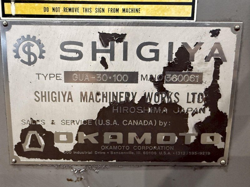 12" X 40" SHIGIYA OKAMOTO MODEL #GUA-30-100 OD HYDRAULIC CYLINDRICAL GRINDER: YOBRO #25235