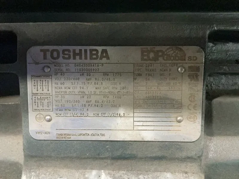 Toshiba 40 Hp Belt Driven Pulley System - 0404sdsr41a-p