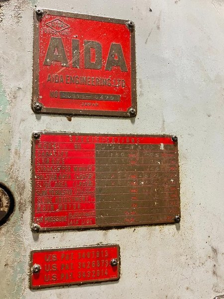 150 TON AIDA MODEL #PC-15(2) MECHANICAL CRANK GAP FRAME PRESS  7.8" STROKE : YOBRO #25990