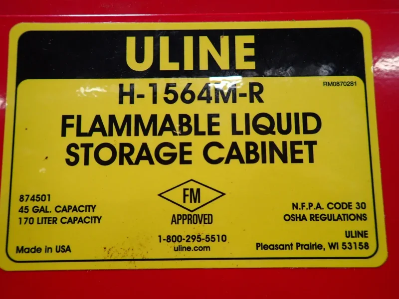 ULINE 45 GAL FLAMMABLE LIQUID STORAGE CABINET