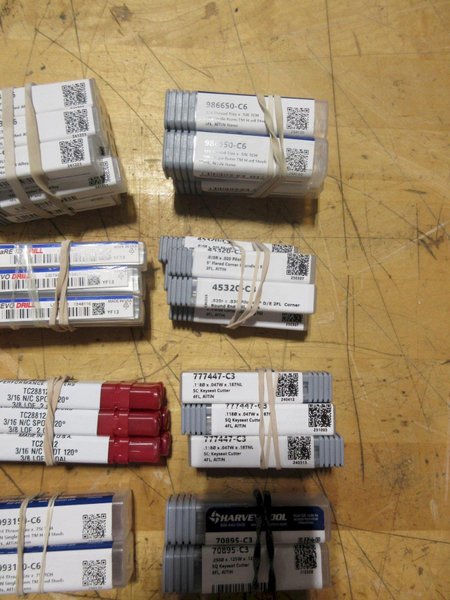 Solid Carbide Cutters, End Mills, Drills, Key Cutters, Chamfer Cutters, Various Brands, Small Diameters 1/8-1/4&quot; Shanks- Auction Item