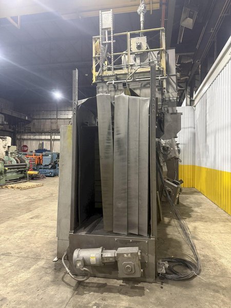 36" x 48" x 8 WHEEL PANGBORN ROTOBLAST PASS THROUGH HANGING CONVEYOR SHOT BLAST MACHINE: YOBRO #24717