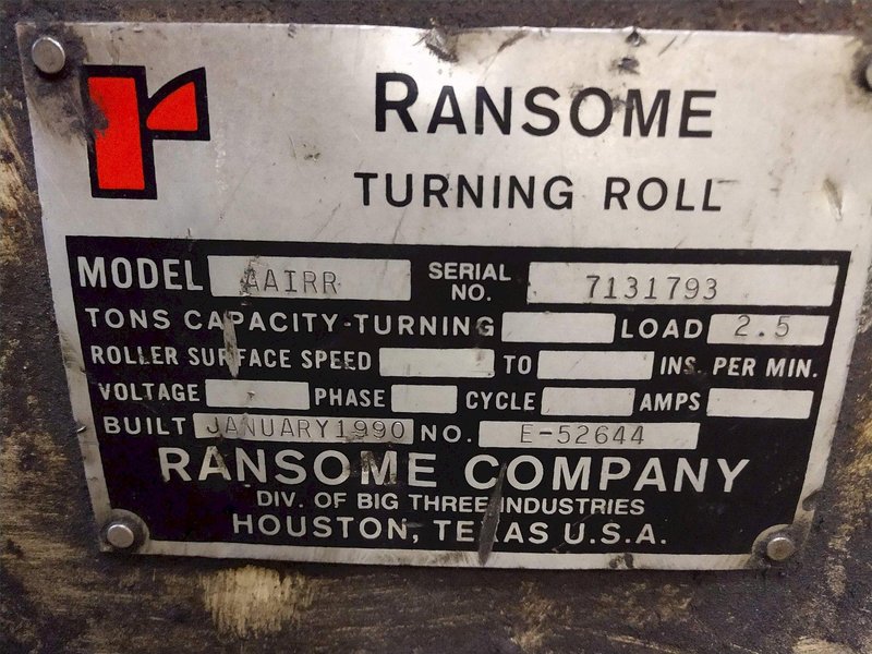 (6) 2.5 TON RANSOME MODEL #AAIRR TURNING ROLLS: STOCK 14800
