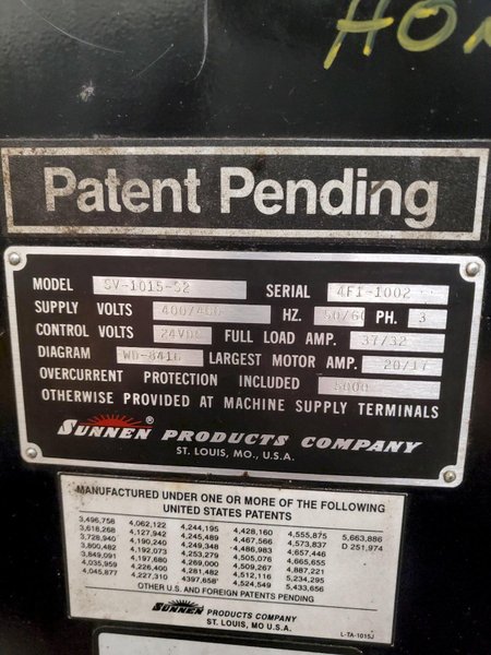 Sunnen Model SV-1015-2 Single Spindle Column Type Vertical Honing Machine