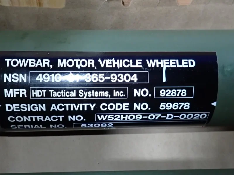 HDT TACTICAL SYSTEMS INC TOW BAR  -  4910-01-365-9304