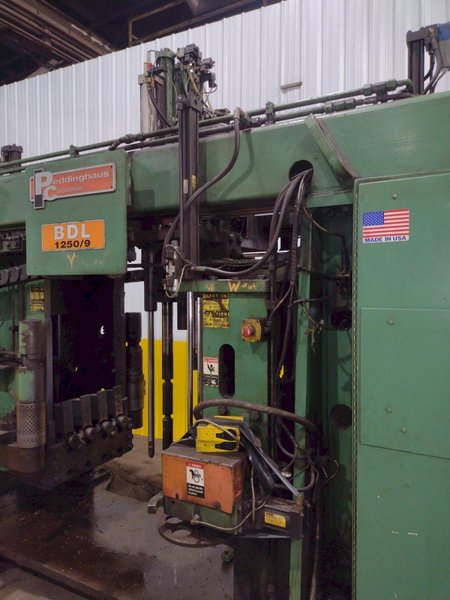 9 SPINDLE PEDDINGHAUS MODEL #BDL-1250/9 I-BEAM DRILL/DRILLING LINE: STOCK #19128