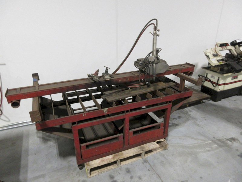Oxy/Acetylene Torch Track Cutting Table with Victor VCM 200 Motor Unit and Adjustable Torch, Track, and Material Catch Drawers- Auction Item