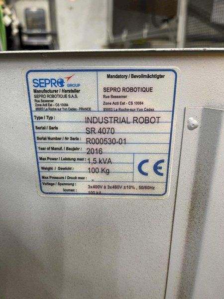 (2016) SEPRO SR-4070 CNC INJECTION MOLDING ROBOT. STOCK # 1006524
