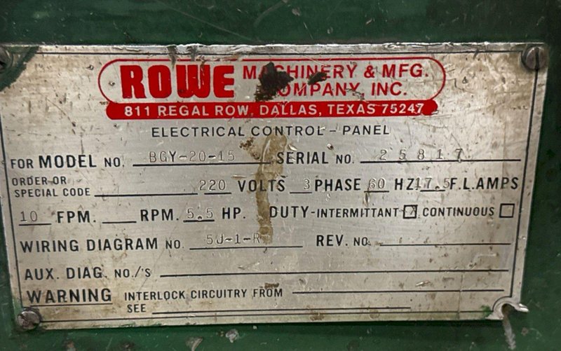 20,000 LBS ROWE MODEL #BCY-20-15 STAND ALONE POWERED TRANSFER COIL CAR: STOCK #22188