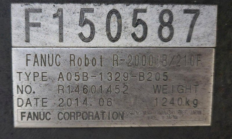 FANUC R-2000IB/210F + R30IB ROBOT ARM AND CONTROL CABINET USED