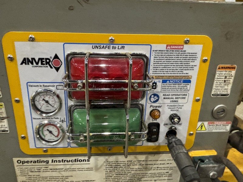 8,000 LBS X 60&#039; X 8&#039; ANVER MODEL  82001216 (E800M16-642A-8/53) VACUUM SHEET LIFTER, 2015: STOCK 22458
