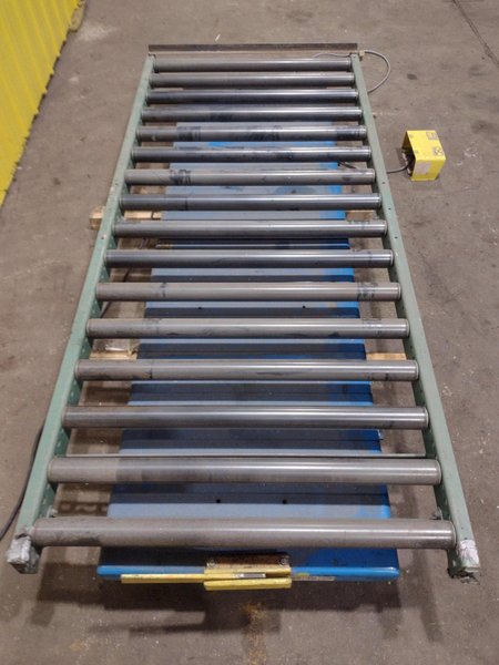 3,500 LBS X 30" X 96" BISHAMON MODEL #VIS-35-48 SINGLE PHASE 110V ROLLER TOP HYDRAULIC LIFT TABLE: STOCK #20967